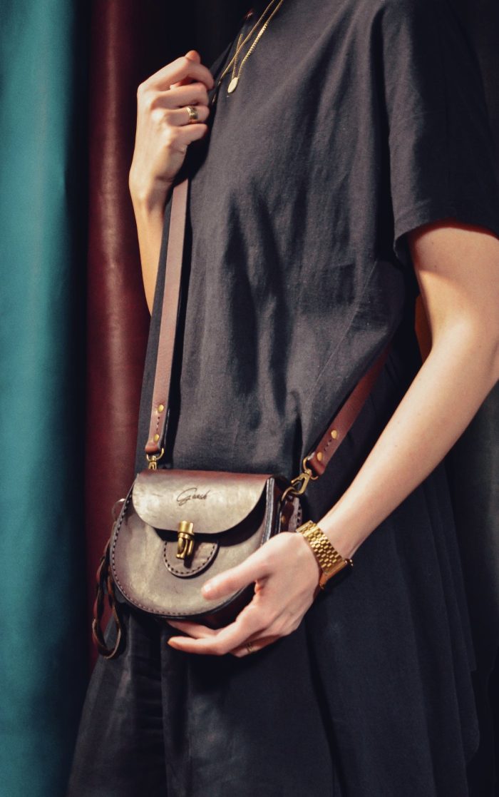 Brown leather saddlebag mini crossbody