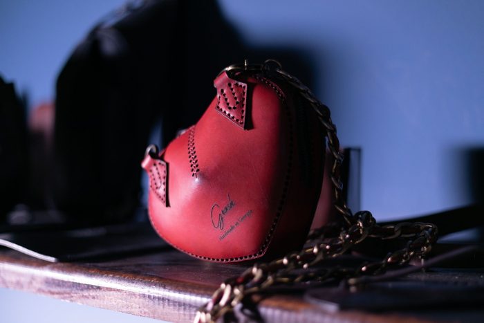 Grosh textured leather mini crossbody bag with chain — view 2