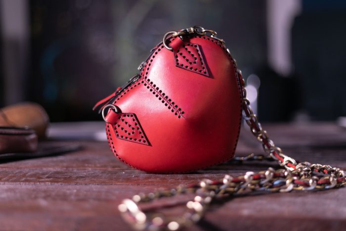 Grosh textured leather mini crossbody bag with chain — view 4
