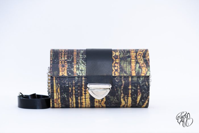 Sabnevi geometric wooden box clutch
