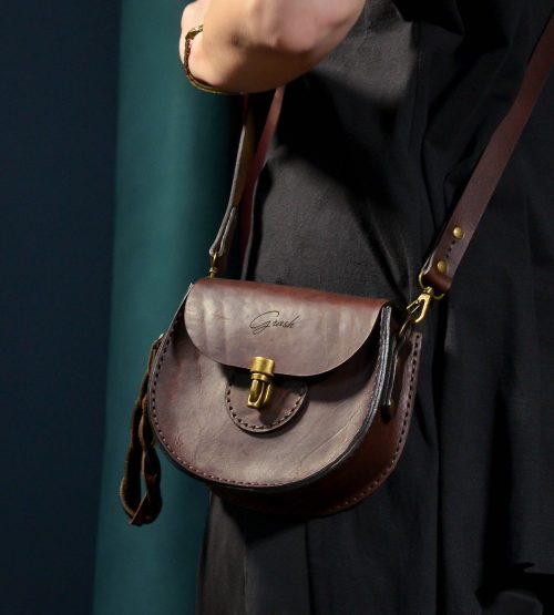 Brown leather saddlebag mini crossbody — view 10