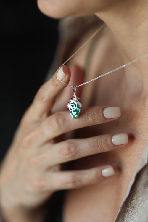Handmade sterling silver leaf pendant