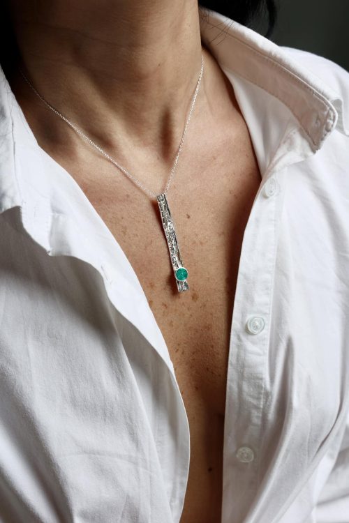 Handmade sterling silver malachite necklace