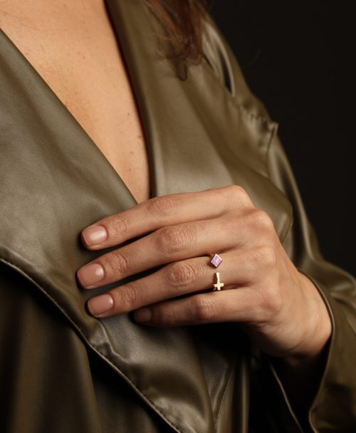 Handmade sterling silver rose quartz ring