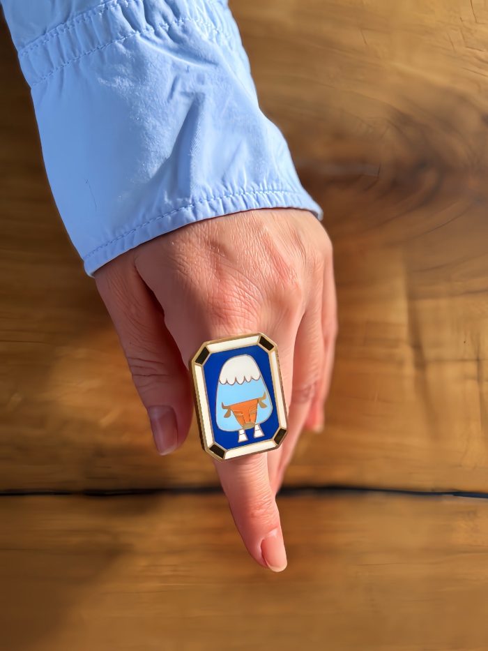 Handmade Taurus zodiac ring in gold-plated enamel